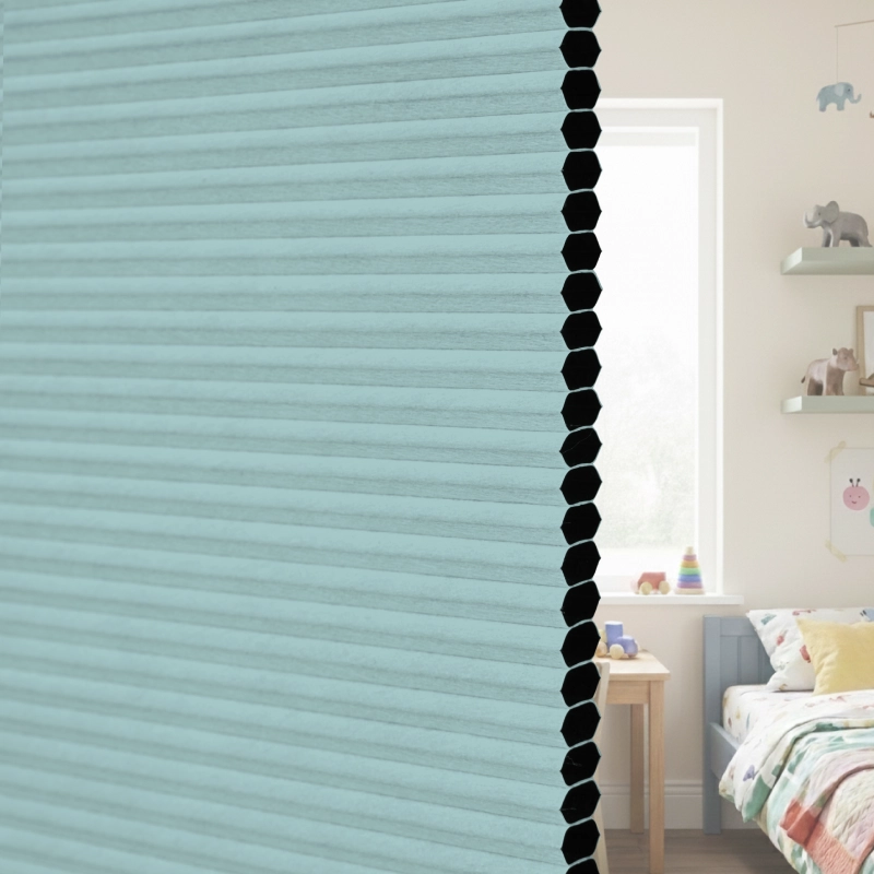 12.5 mm Light Teal Blackout Cellular Shade Fabric Detail