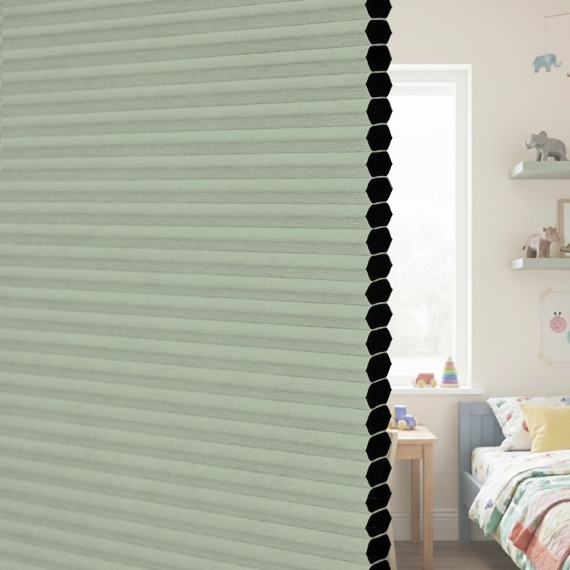 12.5 mm Soft Sage Green Blackout Cellular Shade Fabric Detail
