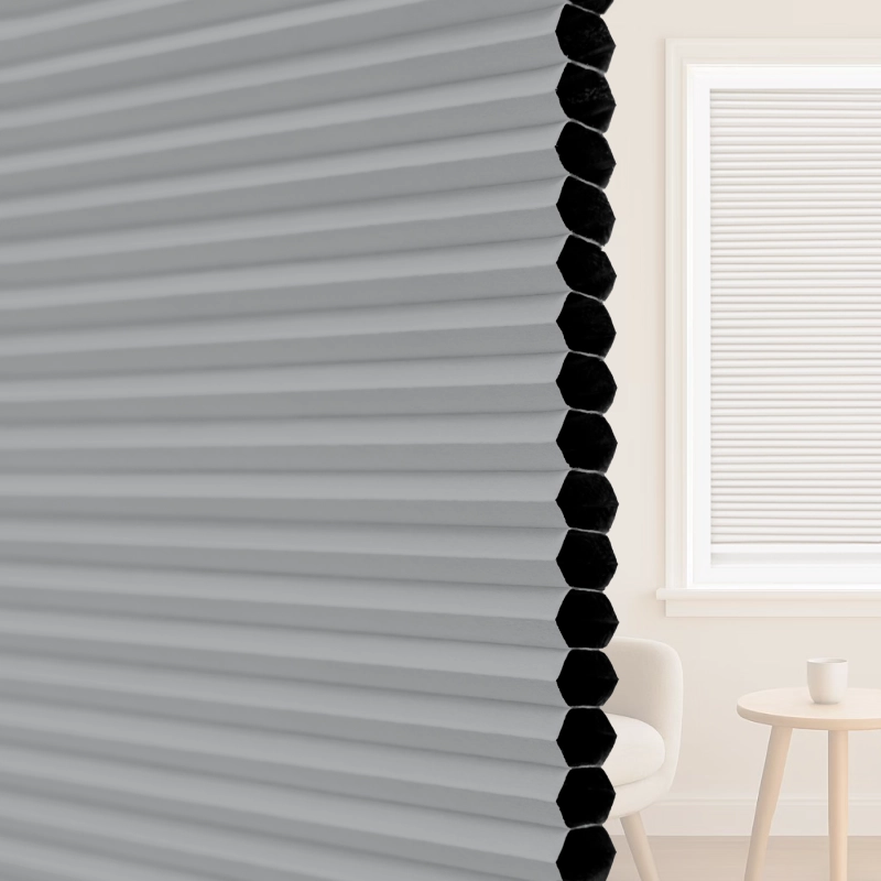 16 mm Ash Grey Blackout Cellular Shade Fabric with Window