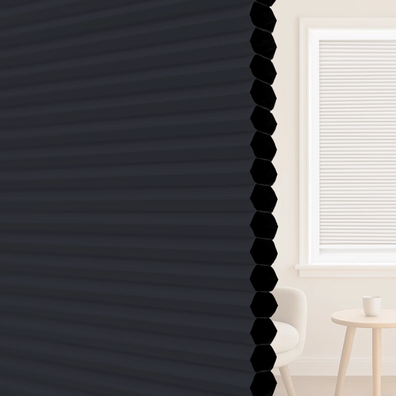 16 mm Black Blackout Cellular Shade Fabric with Window