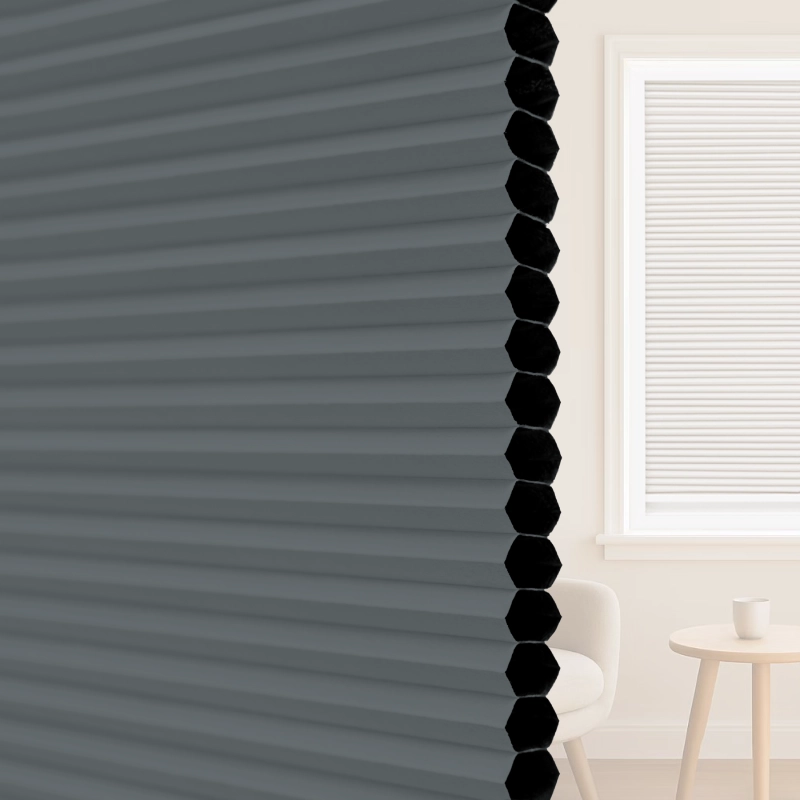 16 mm Charcoal Blackout Cellular Shade Fabric with Window