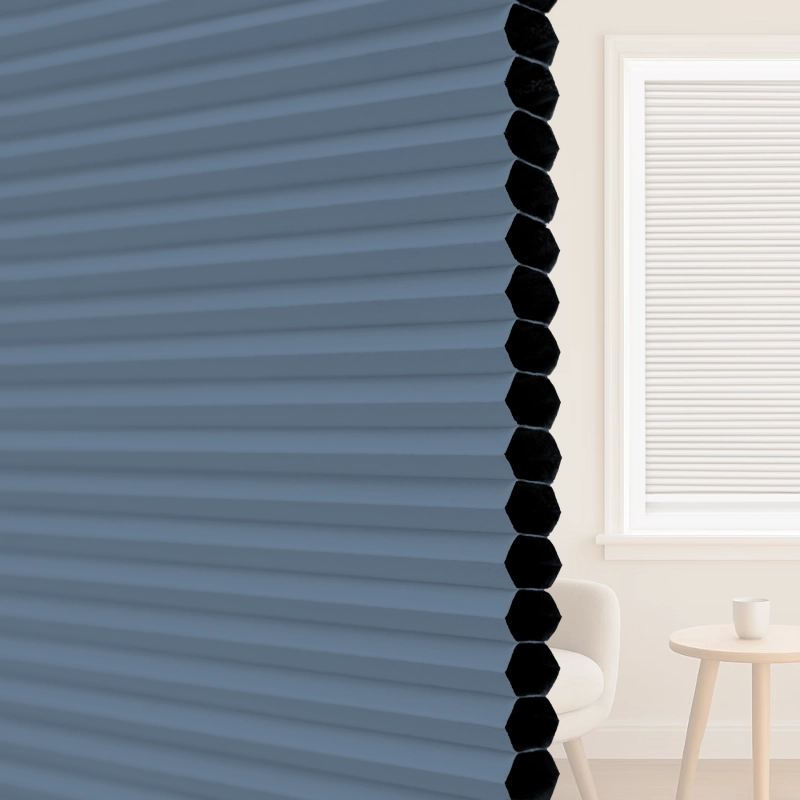 16 mm Denim Blue Blackout Cellular Shade Fabric with Window