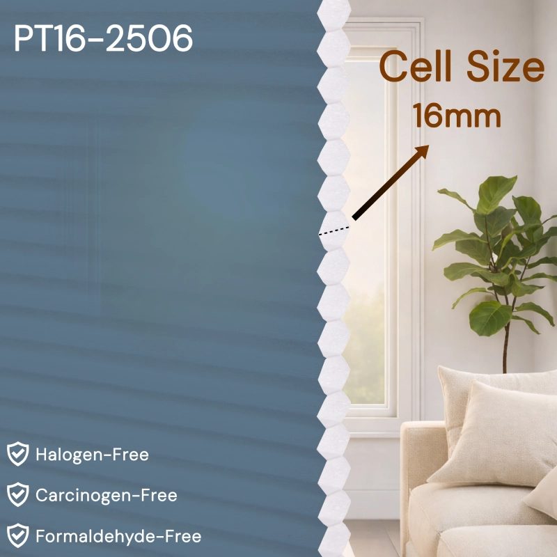 16 mm Denim Blue Light Filtering Cellular Shade Fabric
