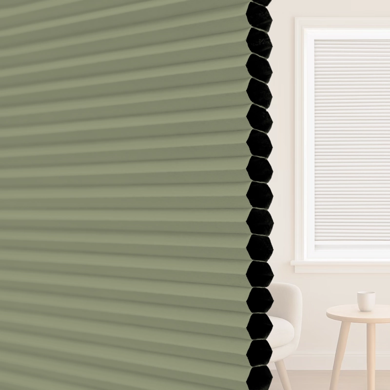 16 mm Moss Green Blackout Cellular Shade Fabric with Window