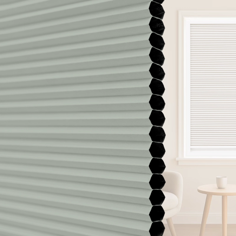 16 mm Pale Sage Blackout Cellular Shade Fabric with Window