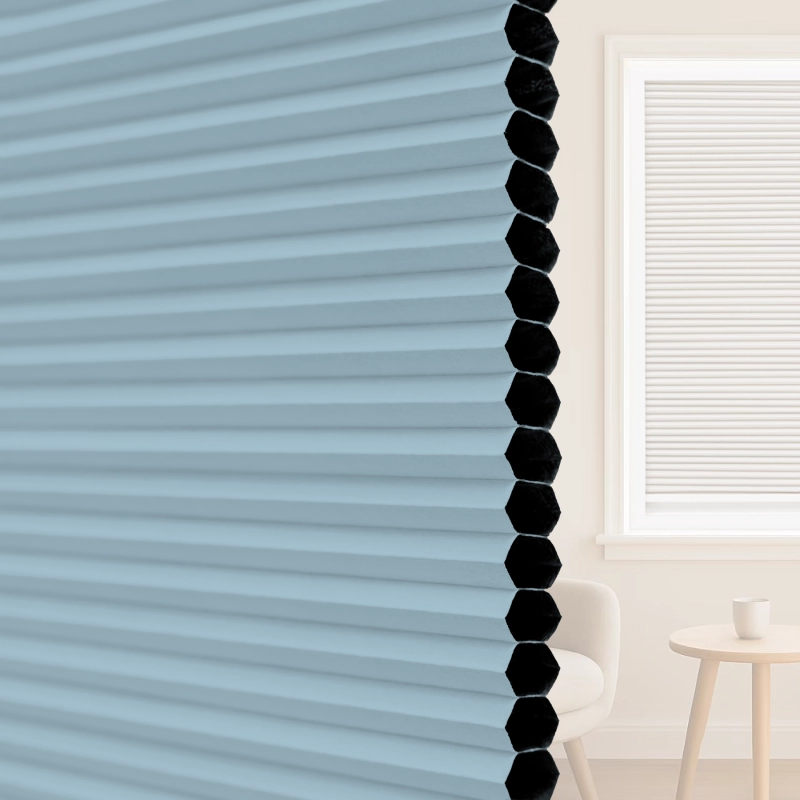 16 mm Powder Blue Blackout Cellular Shade Fabric with Window