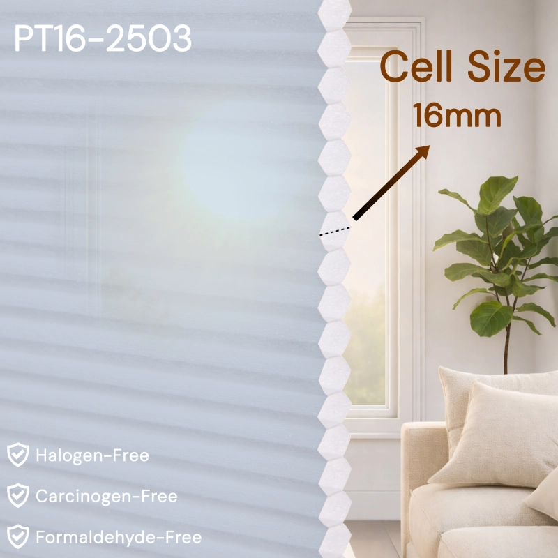 16 mm Powder Blue Light Filtering Cellular Shade Fabric
