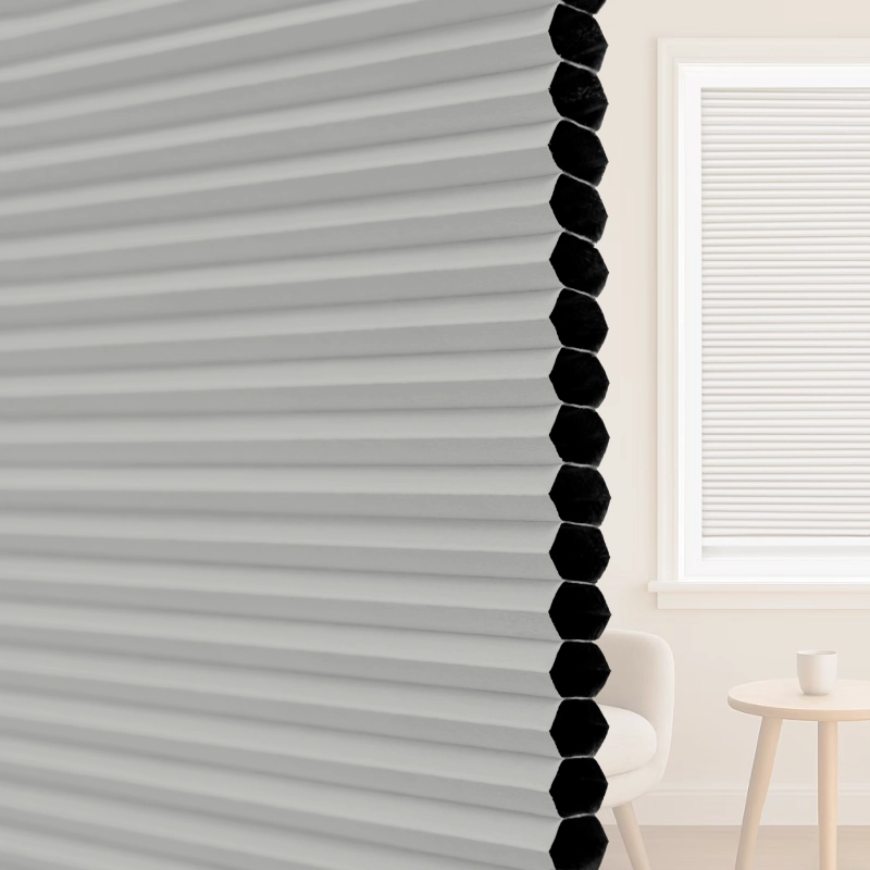 16 mm Silver Grey Blackout Cellular Shade Fabric with Window