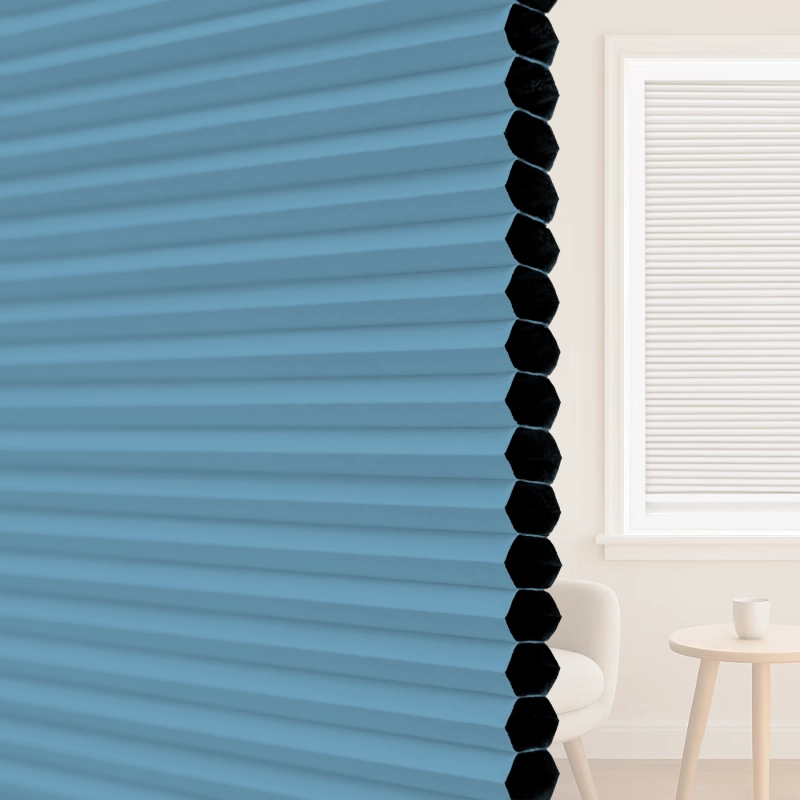 16 mm Sky Blue Blackout Cellular Shade Fabric with Window