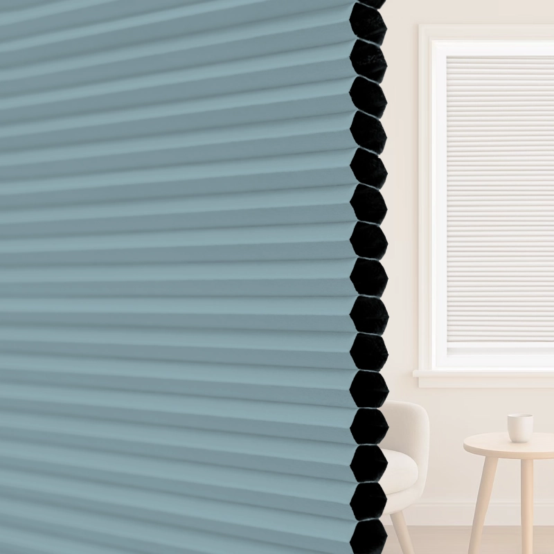 16 mm Steel Blue Blackout Cellular Shade Fabric with Window