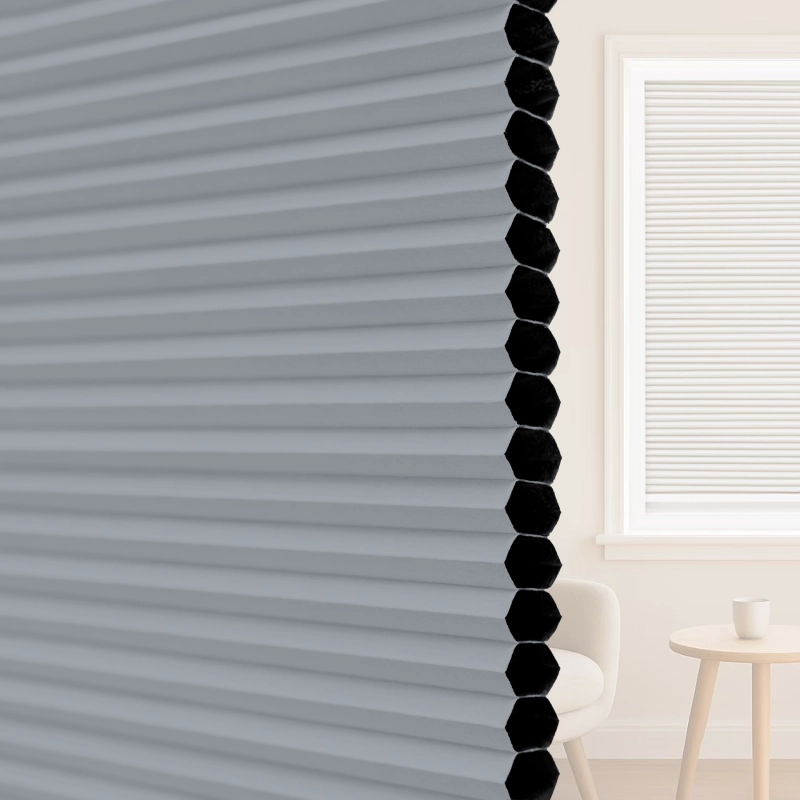 16 mm Steel Grey Blackout Cellular Shade Fabric with Window