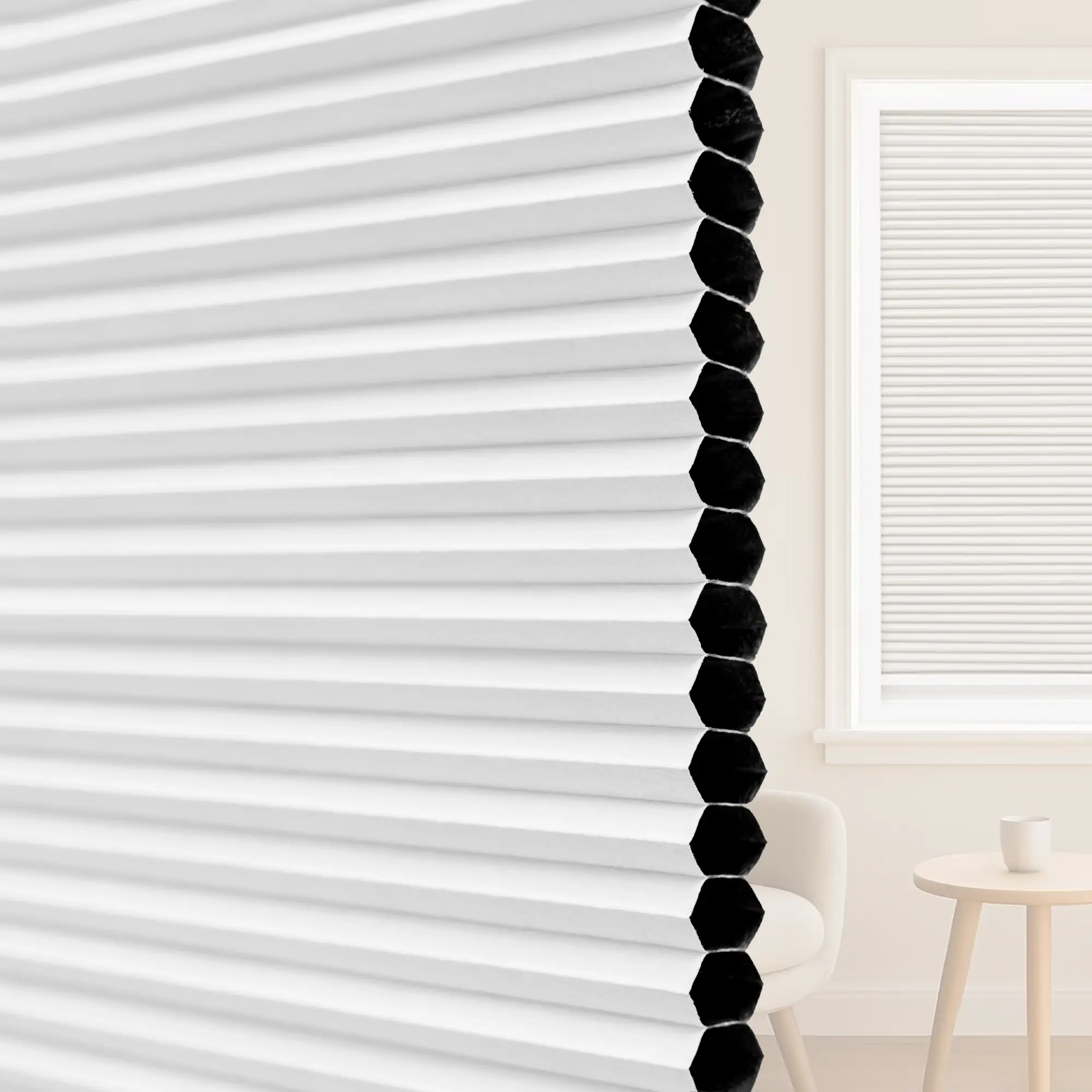 16 mm White Blackout Cellular Shade Fabric with Window