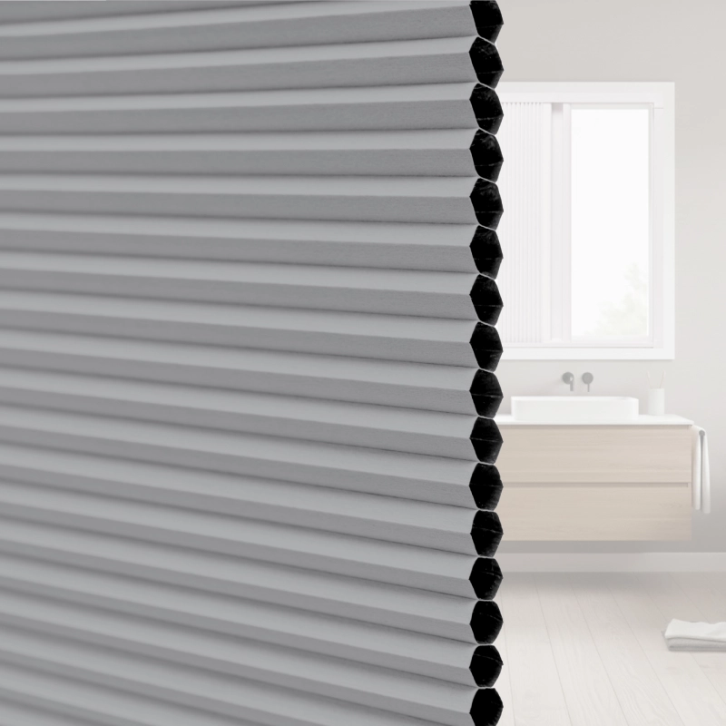 20 mm Ash Grey Blackout Cellular Shade Fabric with Window