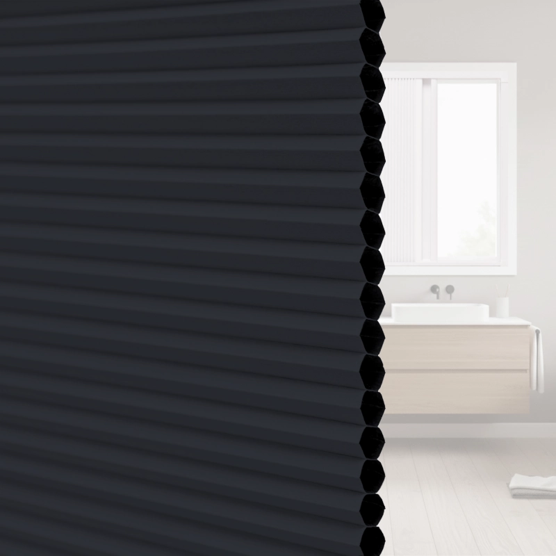 20 mm Black Blackout Cellular Shade Fabric with Window