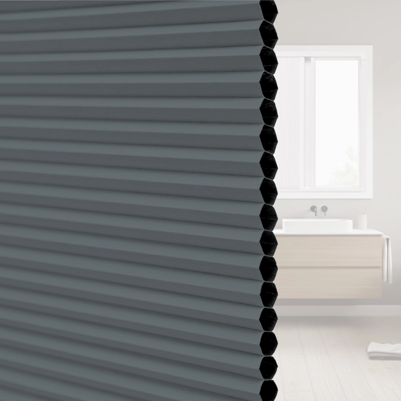 20 mm Charcoal Blackout Cellular Shade Fabric with Window