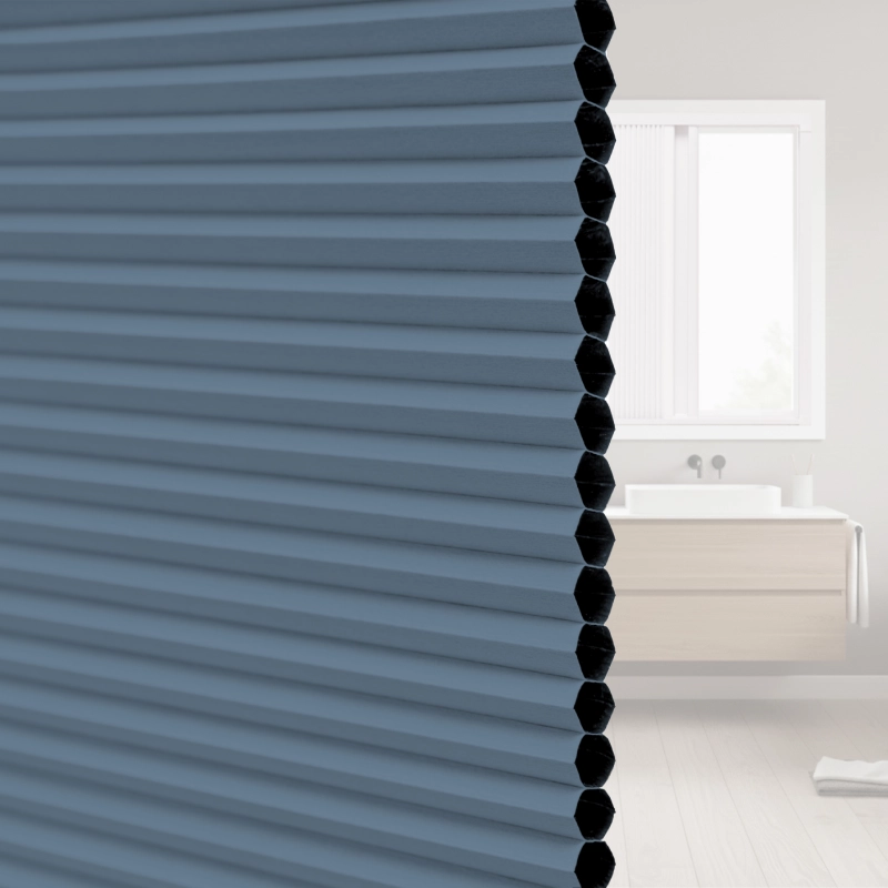 20 mm Denim Blue Blackout Cellular Shade Fabric with Window