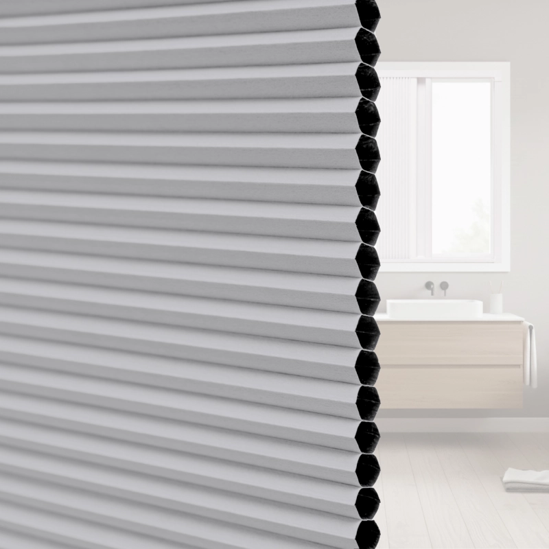 20 mm Dove Grey Blackout Cellular Shade Fabric with Window