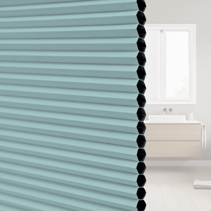 20 mm Light Teal Blackout Cellular Shade Fabric with Window