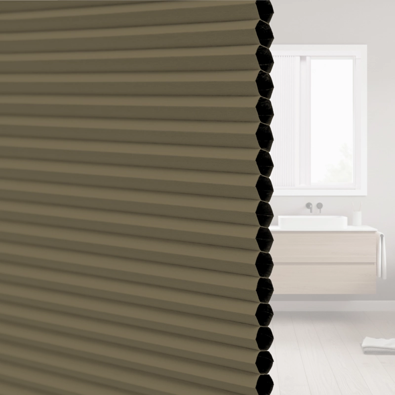 20 mm Mocha Blackout Cellular Shade Fabric with Window