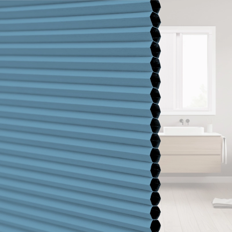 20 mm Sky Blue Blackout Cellular Shade Fabric with Window