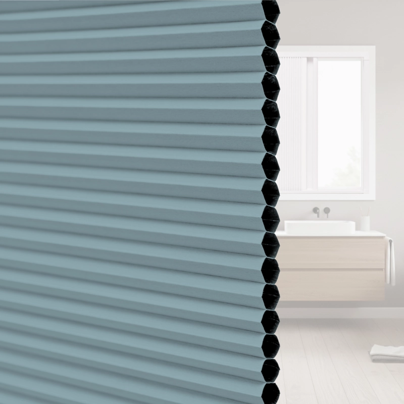 20 mm Steel Blue Blackout Cellular Shade Fabric with Window