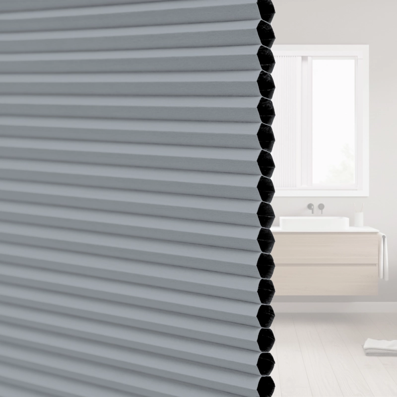 20 mm Steel Grey Blackout Cellular Shade Fabric with Window