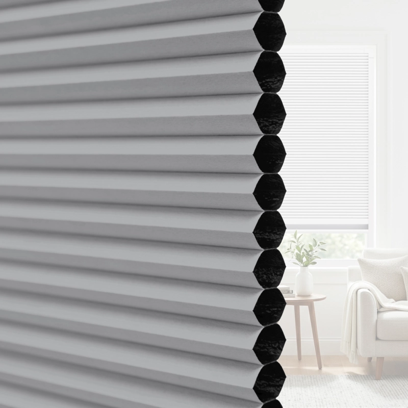 25 mm Ash Grey Blackout Cellular Shade Fabric with Window