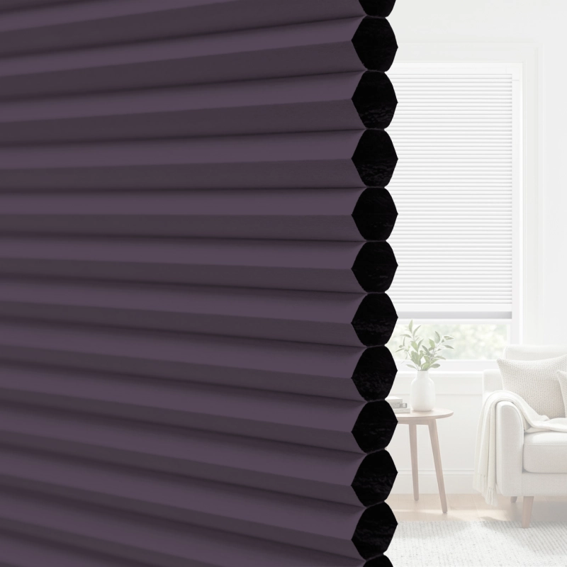 25 mm Aubergine Blackout Cellular Shade Fabric with Window