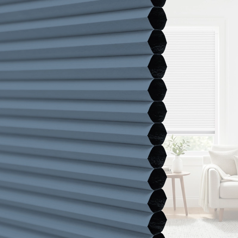 25 mm Denim Blue Blackout Cellular Shade Fabric with Window