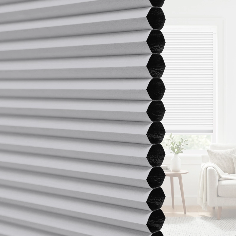 25 mm Dove Grey Blackout Cellular Shade Fabric with Window