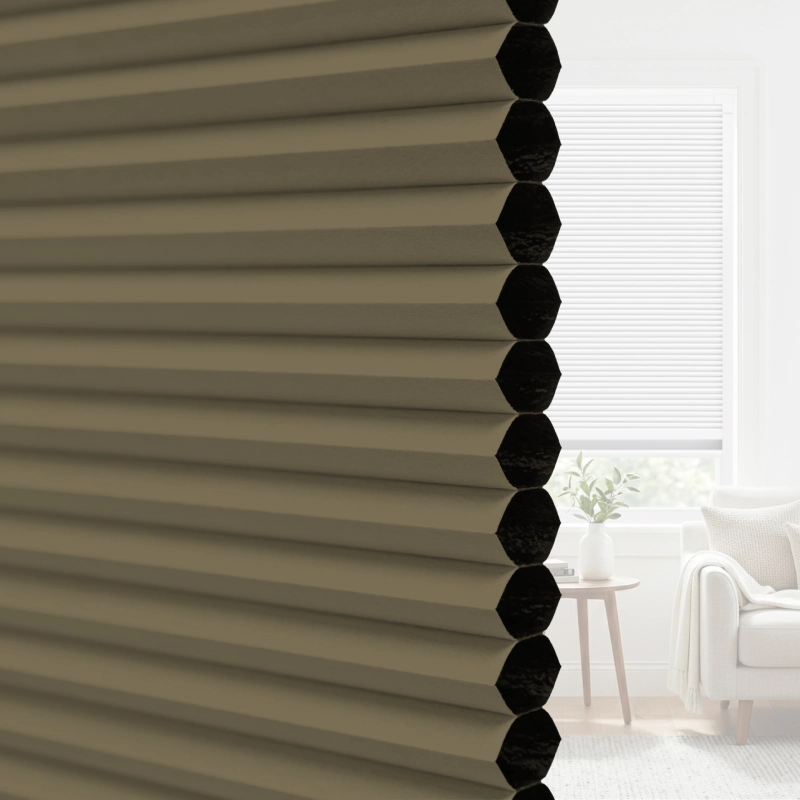 25 mm Mocha Blackout Cellular Shade Fabric with Window