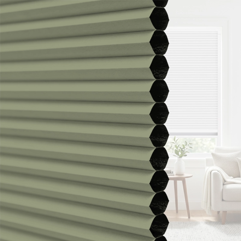 25 mm Moss Green Blackout Cellular Shade Fabric with Window