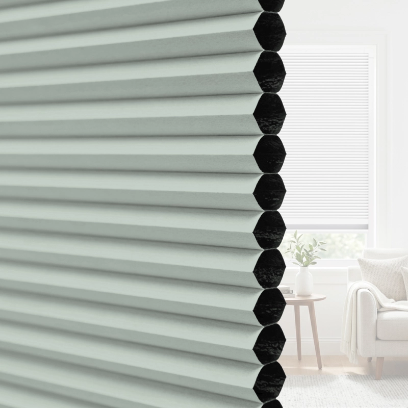 25 mm Pale Sage Blackout Cellular Shade Fabric with Window