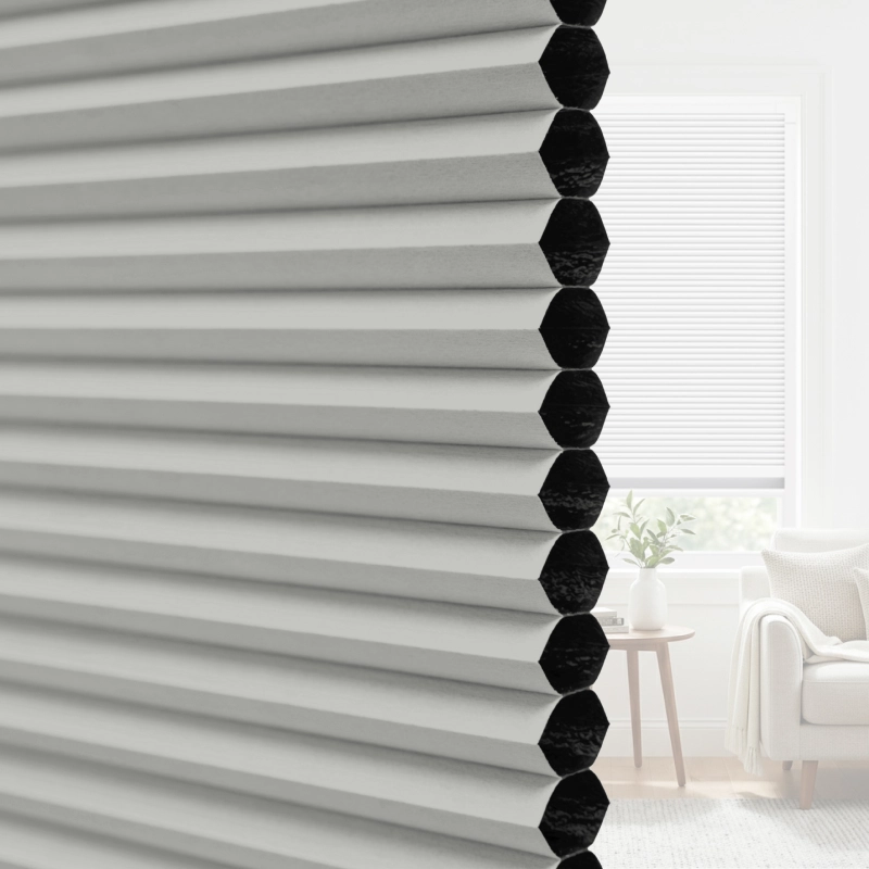 25 mm Silver Grey Blackout Cellular Shade Fabric with Window