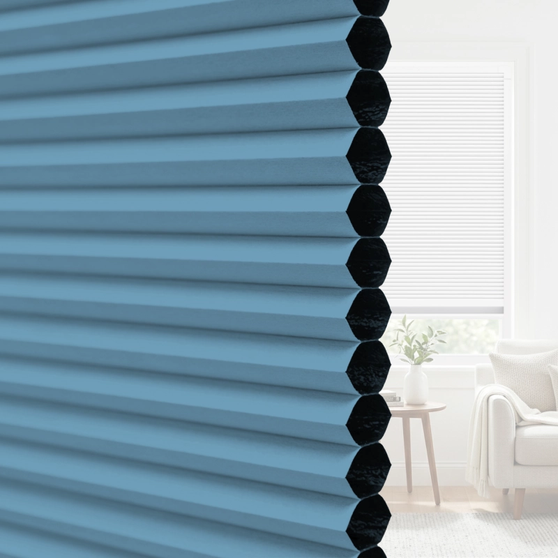 25 mm Sky Blue Blackout Cellular Shade Fabric with Window