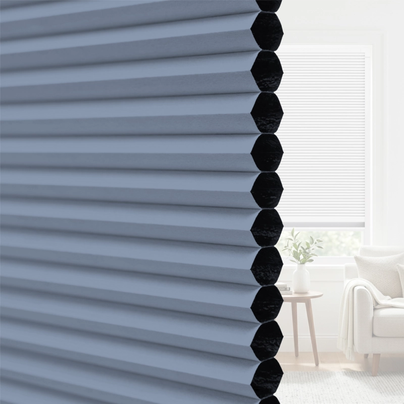 25 mm Slate Blue Blackout Cellular Shade Fabric with Window