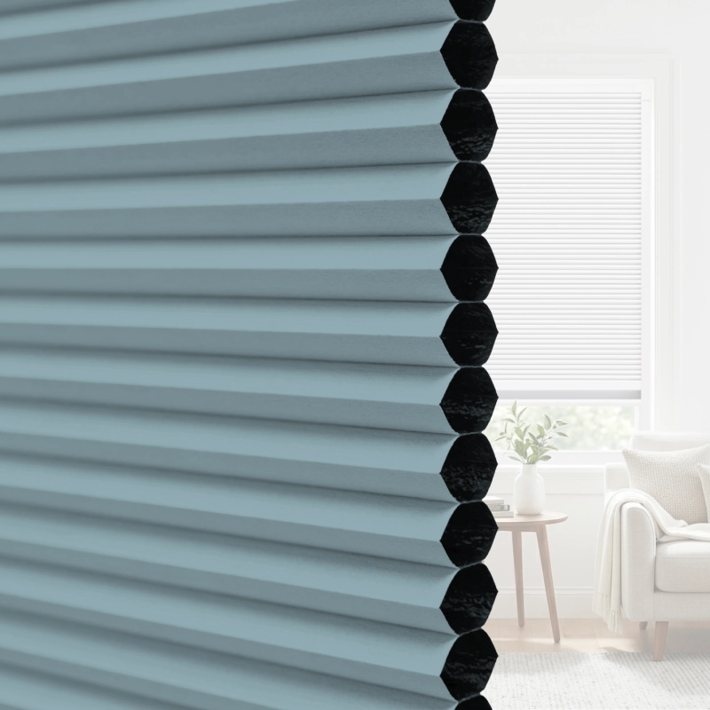 25 mm Steel Blue Blackout Cellular Shade Fabric with Window