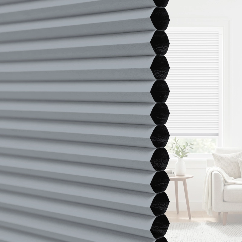 25 mm Steel Grey Blackout Cellular Shade Fabric with Window