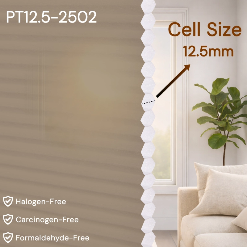 12.5 mm Beige Light-Filtering Cellular Shade Fabric
