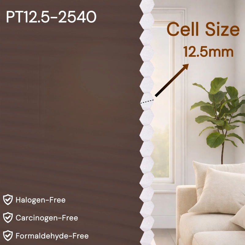 12.5 mm Brown Light Filtering Cellular Shade Fabric
