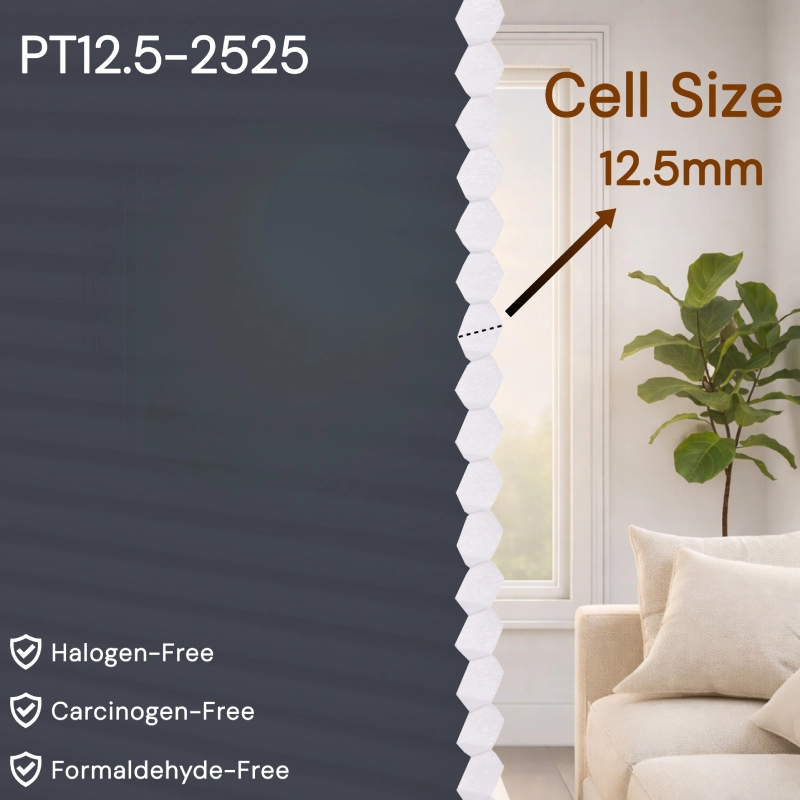 12.5 mm Charcoal Light-Filtering Cellular Shade Fabric
