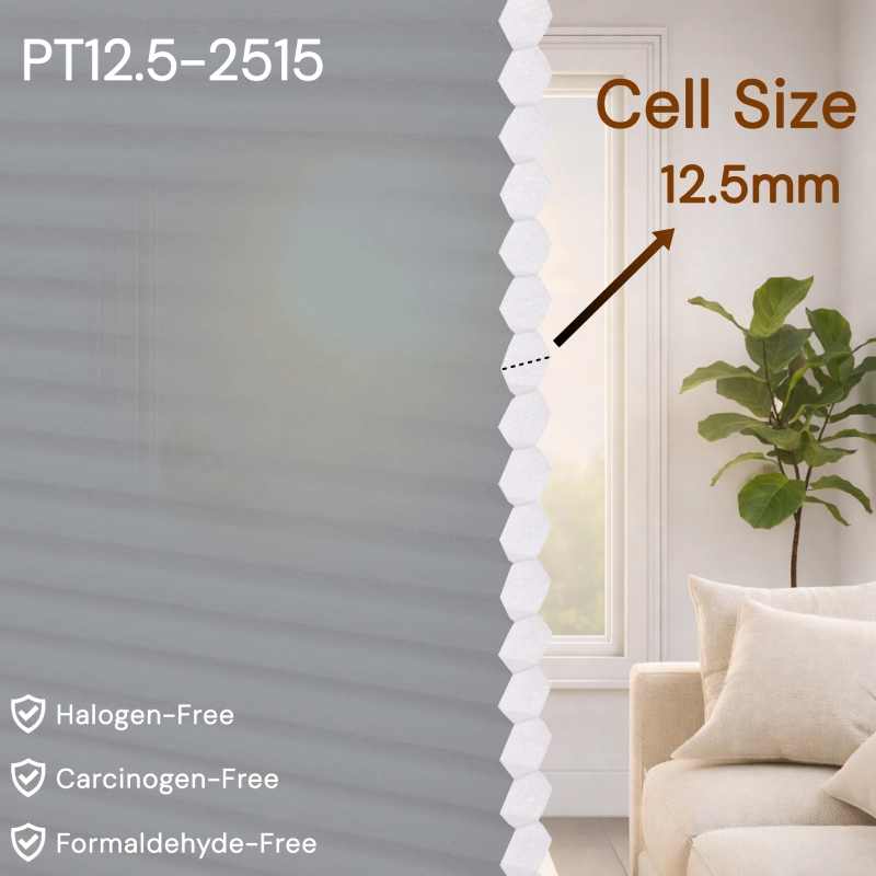 12.5 mm Dove Grey Light Filtering Cellular Shade Fabric
