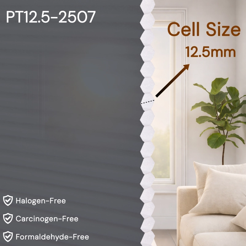 12.5 mm Light Grey Light-Filtering Cellular Shade Fabric
