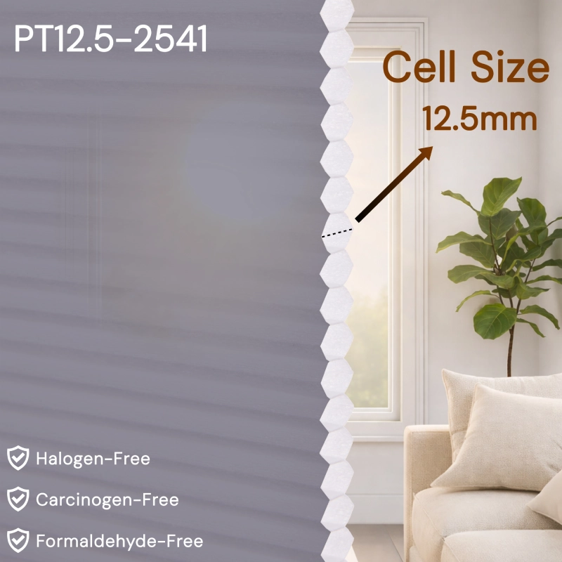 12.5 mm Mauve Grey Light-Filtering Cellular Shade Fabric
