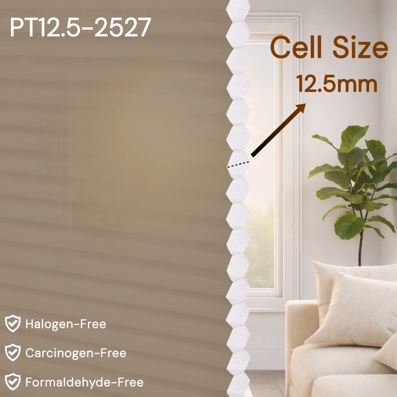 12.5 mm Mocha Light Filtering Cellular Shade Fabric
