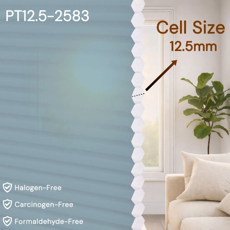 12.5 mm Steel Blue Light Filtering Cellular Shade Fabric
