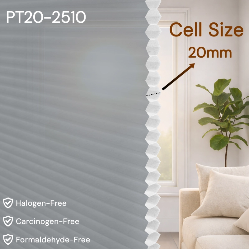 20 mm Ash Grey Light Filtering Cellular Shade Fabric
