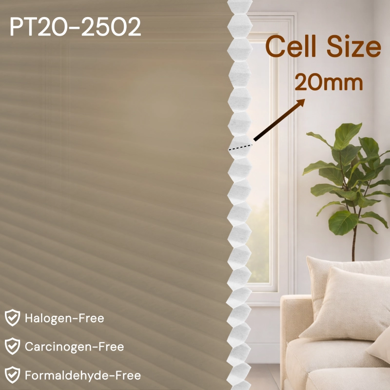 20 mm Beige Light-Filtering Cellular Shade Fabric
