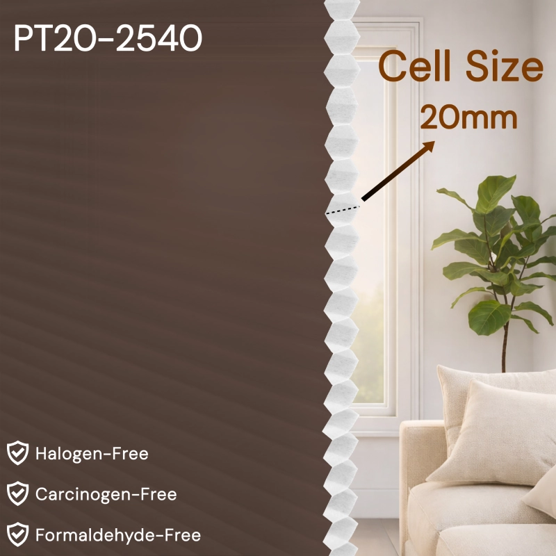 20 mm Brown Light Filtering Cellular Shade Fabric
