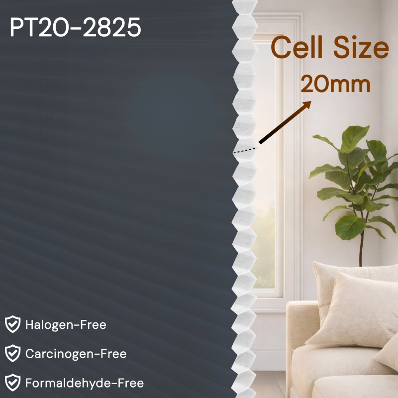 20 mm Charcoal Light-Filtering Cellular Shade Fabric
